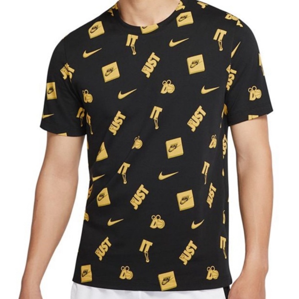 Nike Men's Black and Yellow Graphic Tee